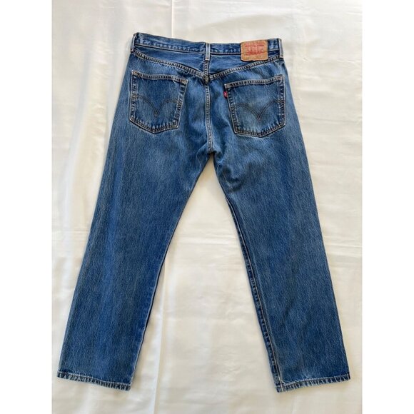LEVI'S Jeans 501 Vintage Denim Blue Medium Wash Faded 90s Y2K Button Fly 34x30 - Picture 13 of 15